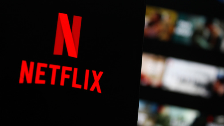 The Netflix logo on a phone screen.