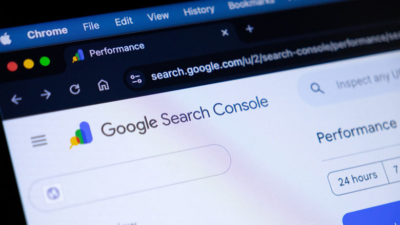 google search console main page, logo showing at top of browser window