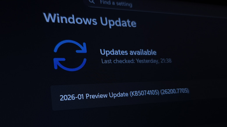 The Windows Update screen