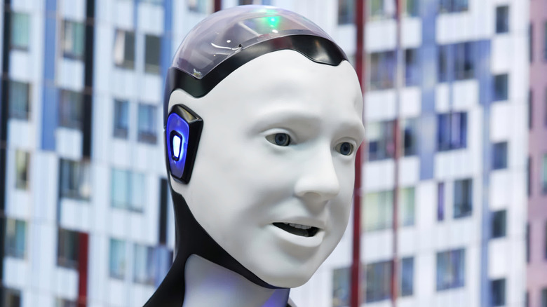 Humanoid robot's face with lips