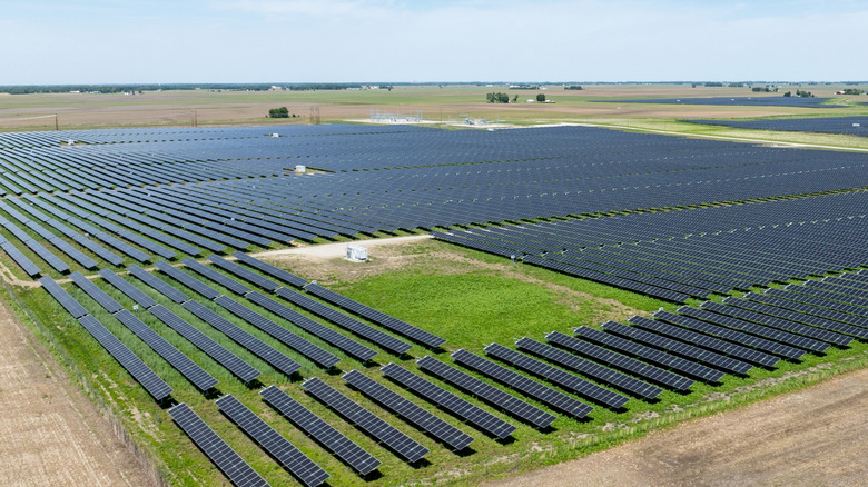 A vast solar farm seen from above