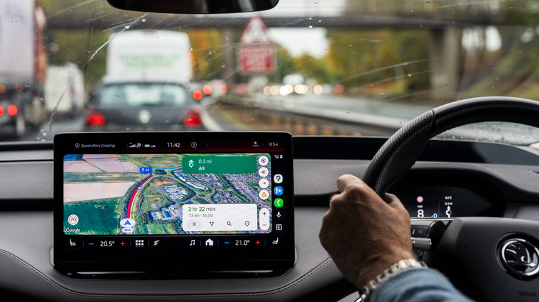 android auto screen in a car using Google Maps