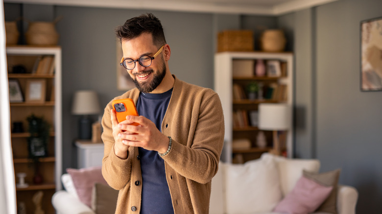 A person using an iPhone.