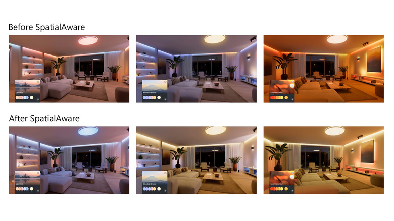 Philips Hue SpatialAware examples with smart lighting room scenes.