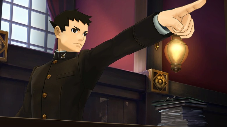 Ryunosuke Naruhodo in a The Great Ace Attorney Chronicles court battle