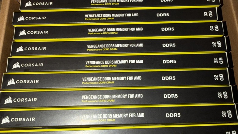 Ten Corsair Vengenace DDR5 RAM Memory in a box