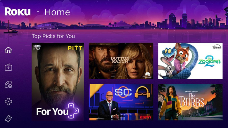 A cropped screenshot showing Roku's updated interface and the Top Picks for You section