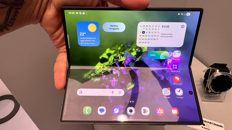 a galaxy z fold 7 being folded in half