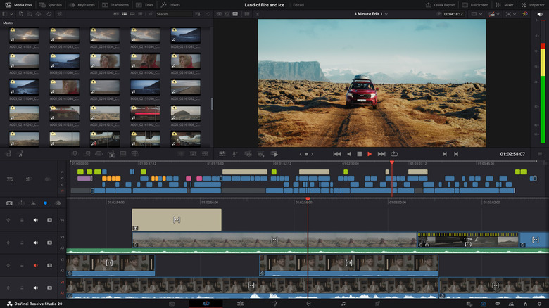 The interface of DaVinci Resolve showing a project in progress.