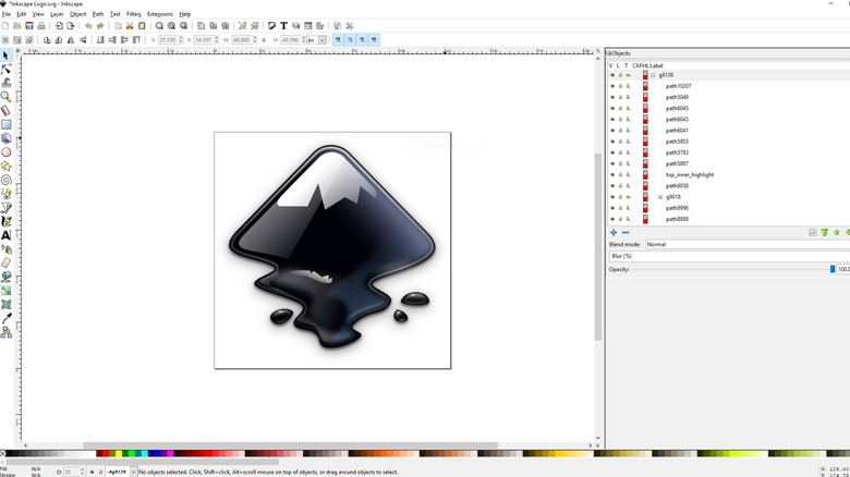 The Inkscape interface with edits being made to project logo.