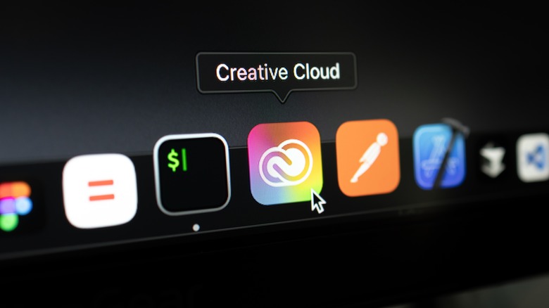 Close-up of the Adobe Creative Cloud icon in the macOS dock