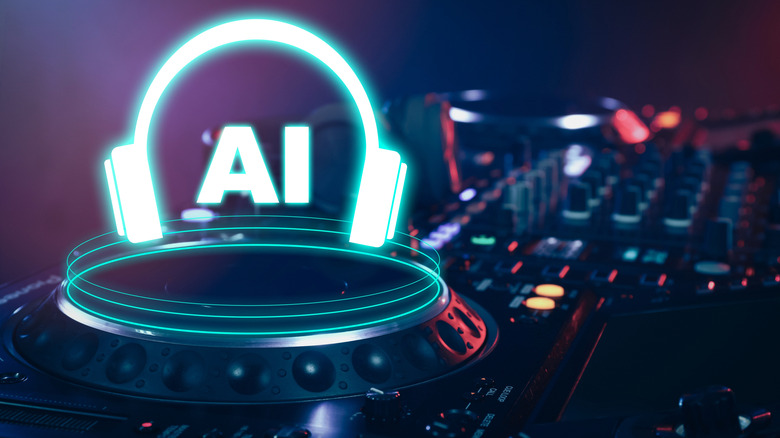 A DJ deck playing AI-generated music