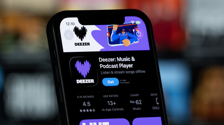 The app store page for the Deezer music player on a smartphone screen