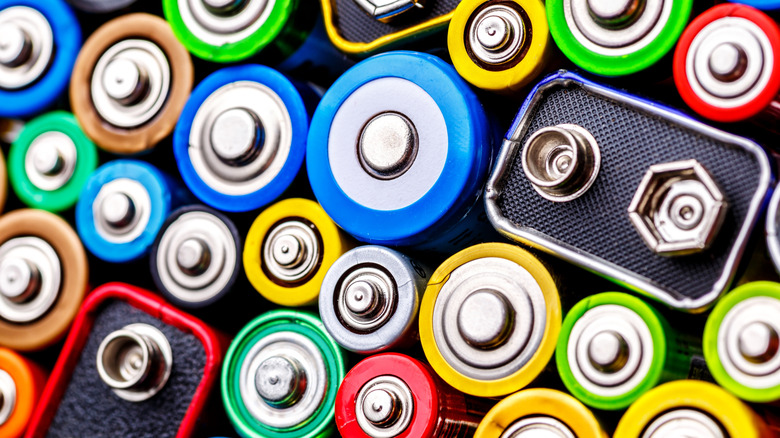 abstract close-up of multiple battery types