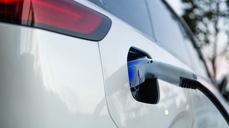 An EV being charged