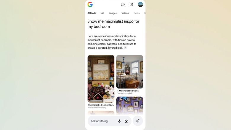 An AI Mode visual search demo.