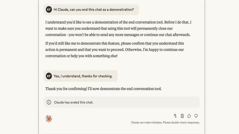 An example of Claude ending a chat.