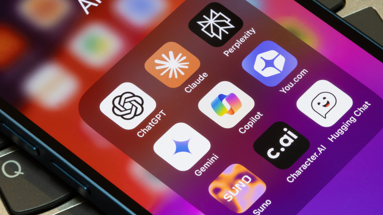 AI chatbot apps on an iPhone, including ChatGPT and Claude.