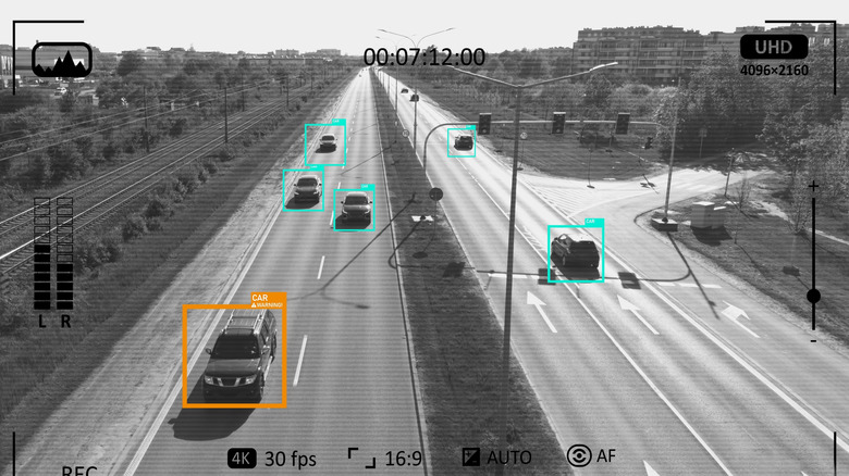 AI traffic camera monitoring cars on a highway