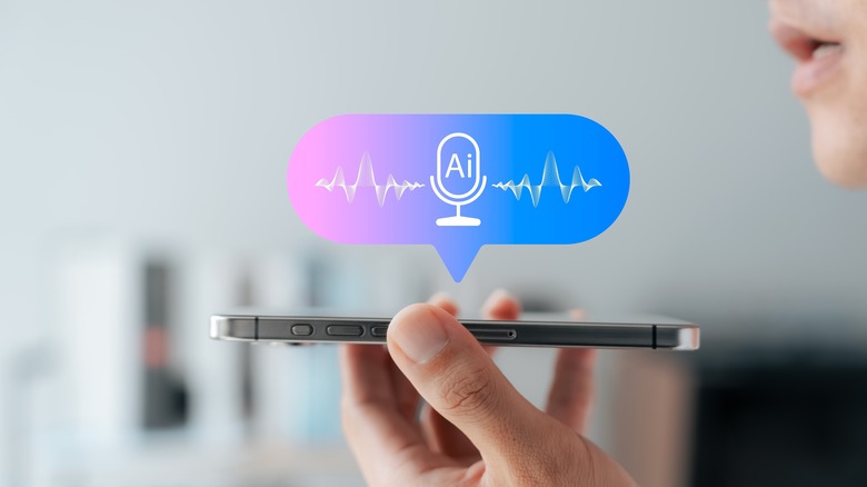 Using an AI voice product on a phone.