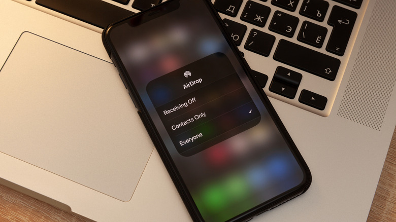 An AirDrop menu on an iPhone screen.