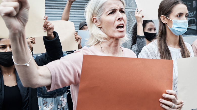 Group protesting outside