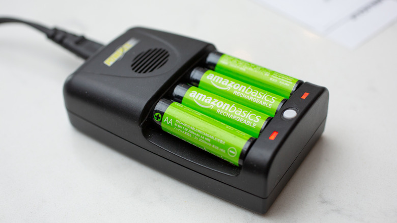 Rechargeable batteries being charged