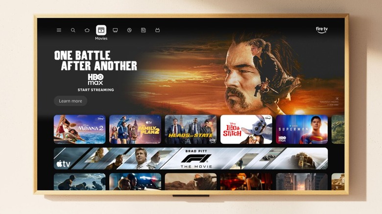 An image displaying the new Amazon Fire TV update, which shows various different movies users can watch directly from the Home screen
