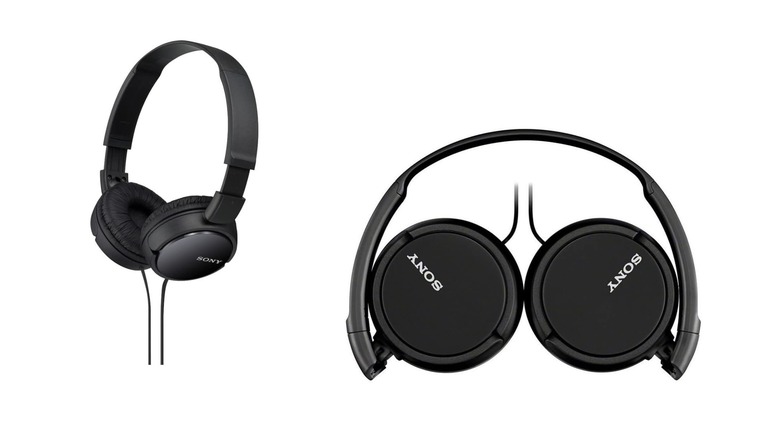 Sony ZX Series open-ear headphones in folded and unfolded configurations.