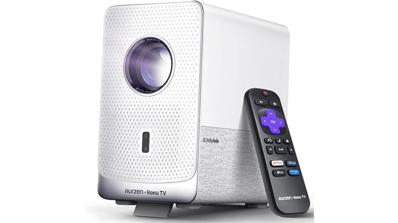 The Aurzen Roku TV Smart Projector D1R Cube as shown on Amazon