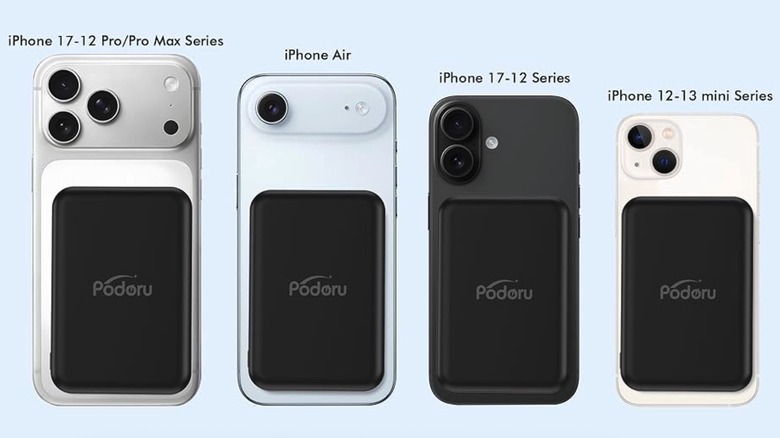 The Podoru MagSafe Battery Pack is compatible with various iPhone models.