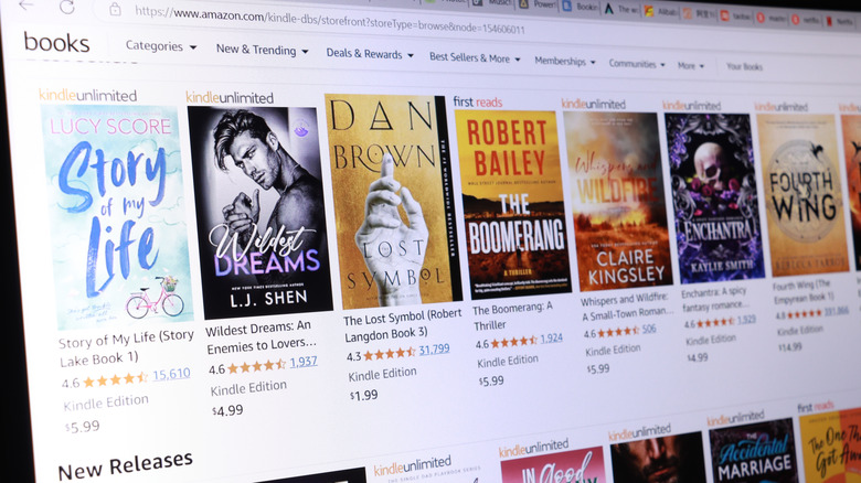 A screen showing the Kindle store front