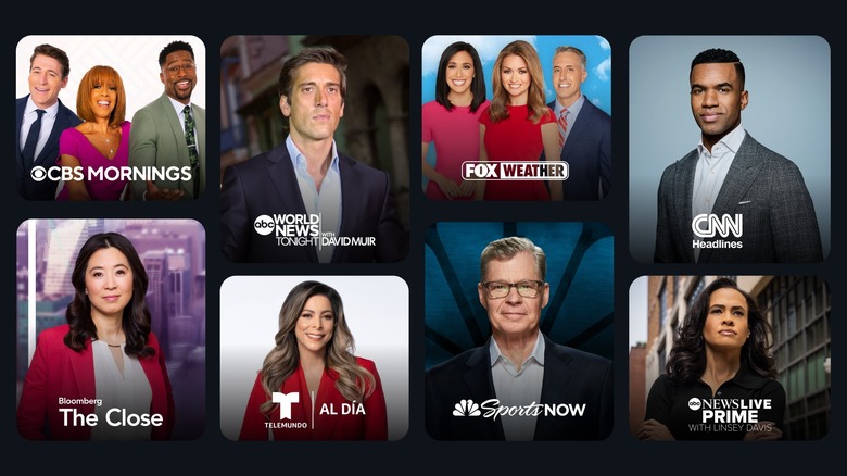 A collage showing news anchors from different news programs