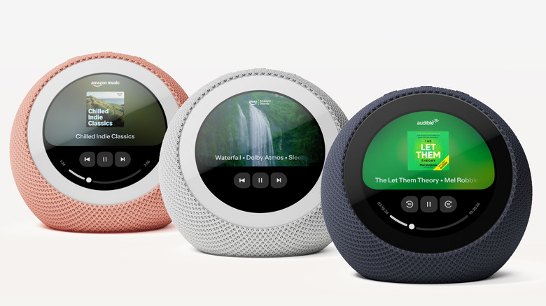 Echo Time devices next to each other in the different colors