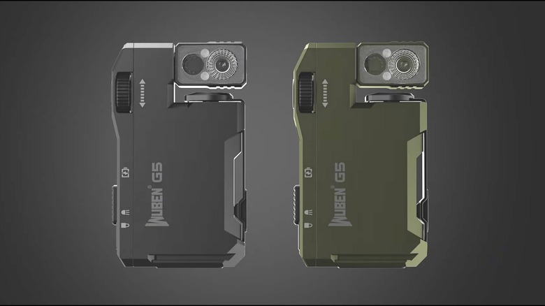 A black and green Wuben G5 Rechargeable EDC Flashlight standing next to each other against a black backdrop