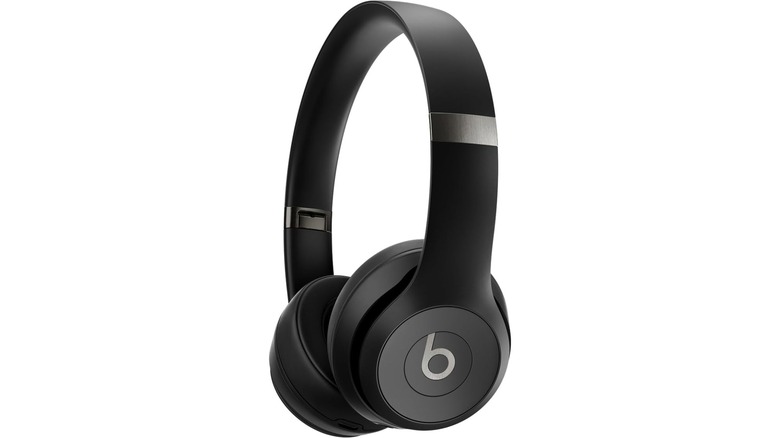 An Amazon promotional photo of a pair of black Beats Solo 4 wireless Bluetooth headphones