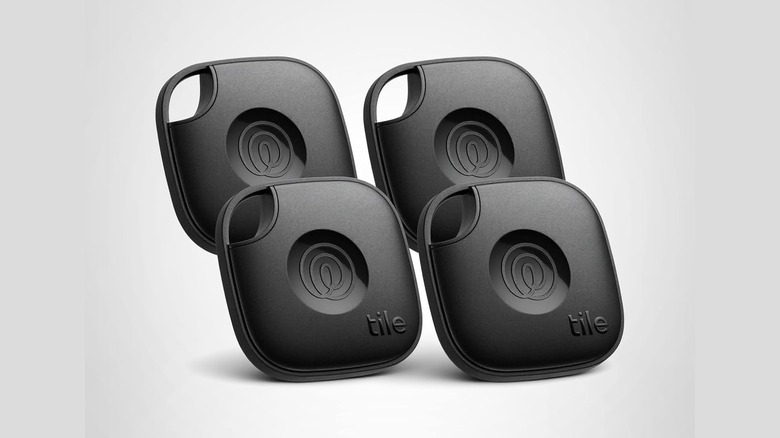 An Amazon promotional photo showcasing four Tile by Life360 Bluetooth Trackers