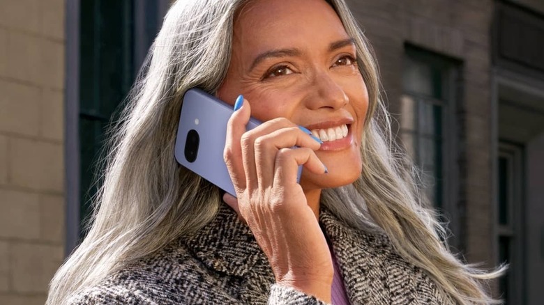 Woman using the iris Google Pixel 9a