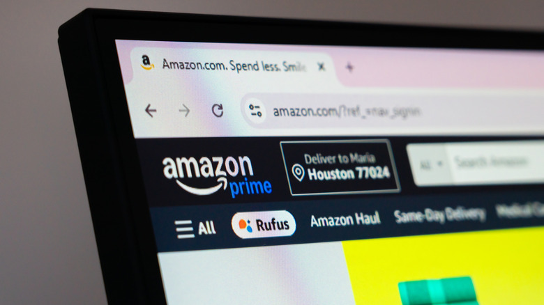 Amazon homepage open on a computer