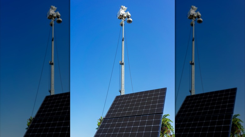 A solar powered camera mast.
