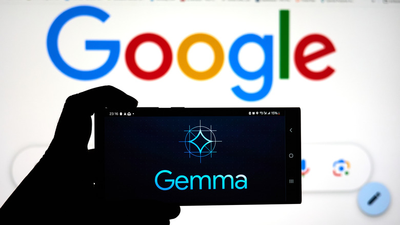 The Gemma logo on a smartphone, and the Google logo in the background.