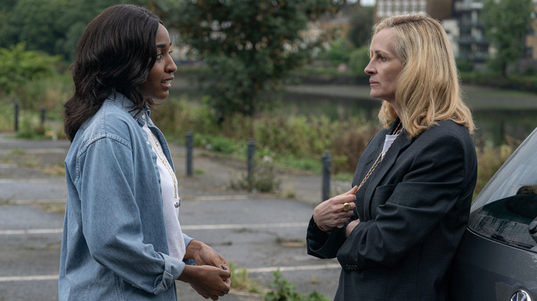 Ayo Edibiri and Julia Roberts in After the Hunt