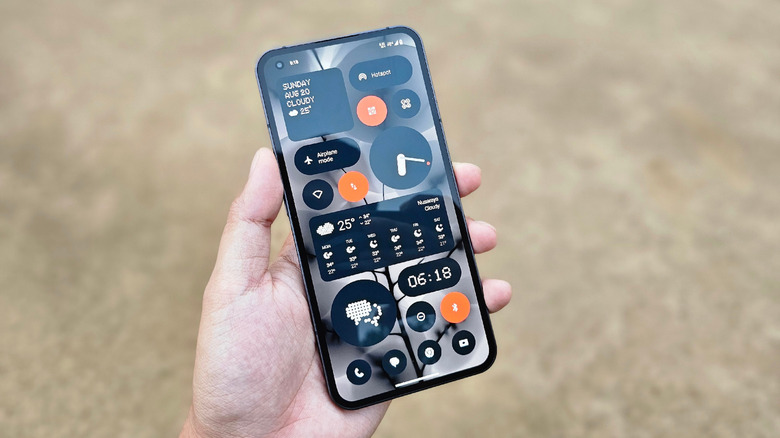 A phone displaying a number of widgets