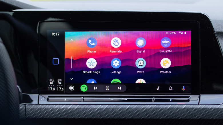 Two rows of apps visible within Android Auto on a vehicle's infotainment screen.