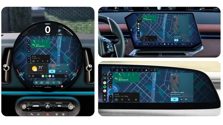 New Android Auto screen adjustments on various display types.