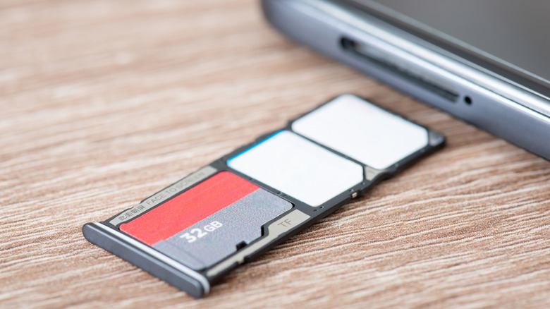SD card in a phone sim tray