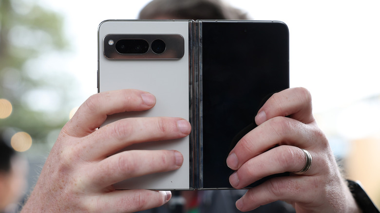 person using a pixel android phone