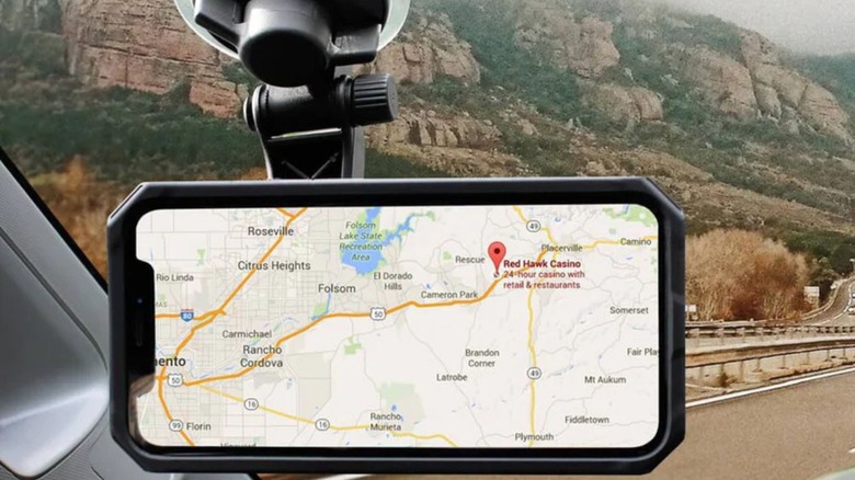 phone mounted via rokform's suction mount