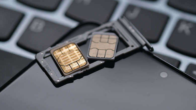 An Android phone with two nano-SIM cards on the SIM tray