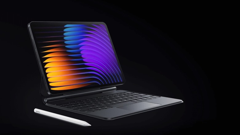 The Xiaomi Pad 7 Pro in a keyboard case.